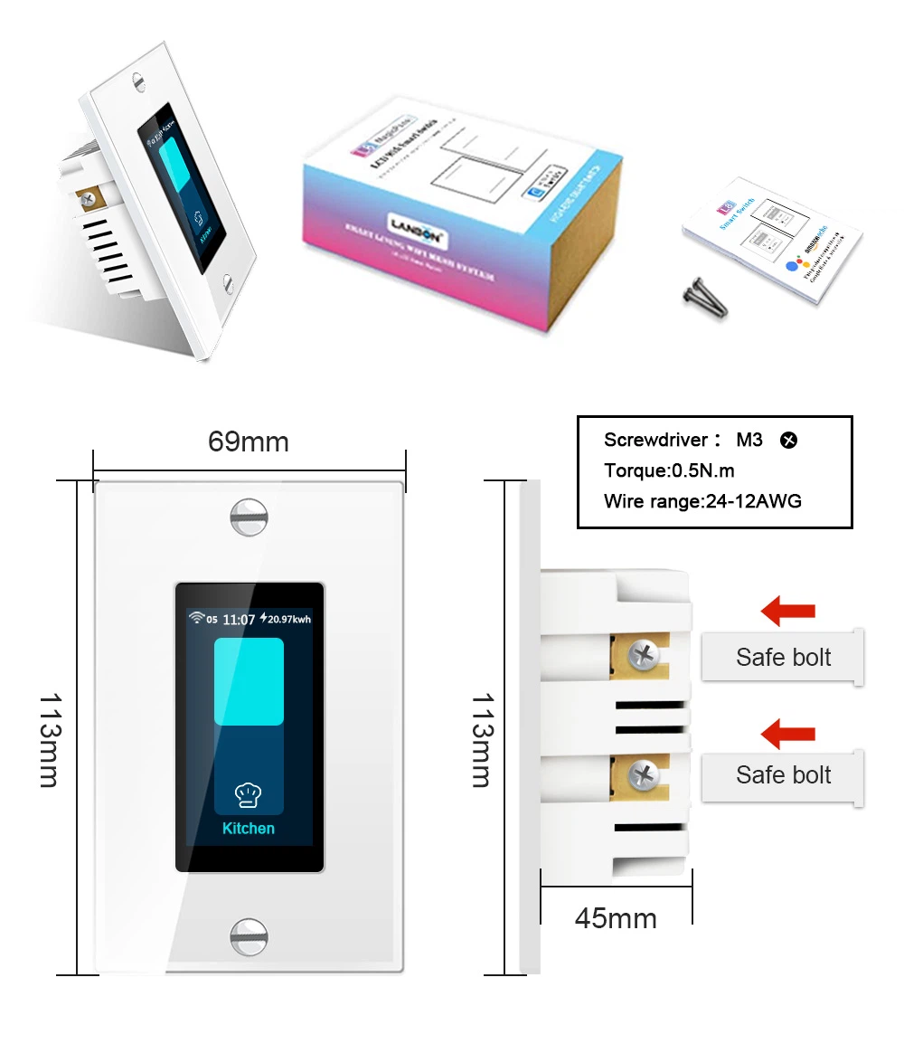 LANBON LCD Smart Light Switch L9-HS 17 LANBON LCD Smart Light Switch L9-HS 17